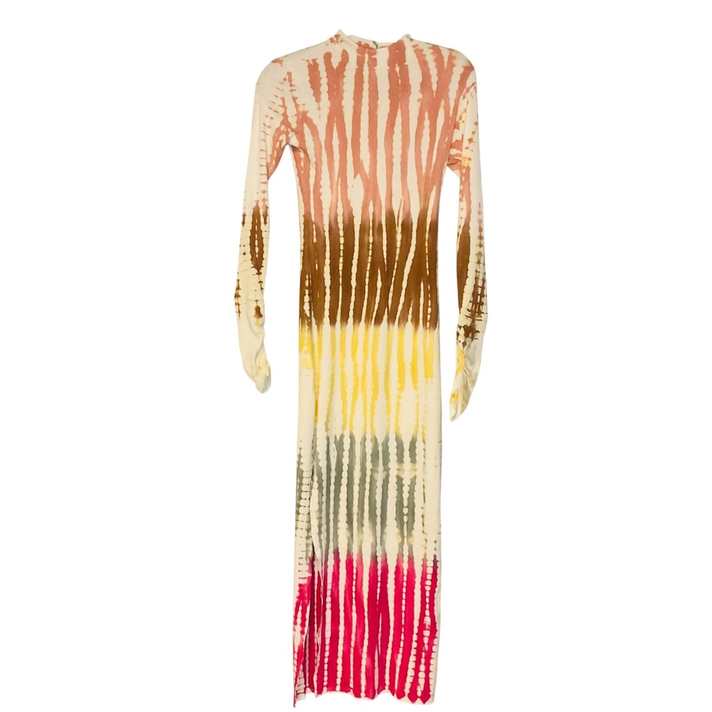 Young fabulous & Broke YFB tie-dye maxi dress ribbed XS cotton blend long sleeve